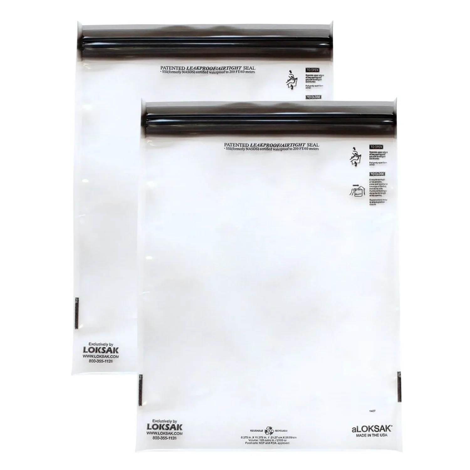 2 aLOKSAK Airtight Waterproof Pouch Clear Dry Bags