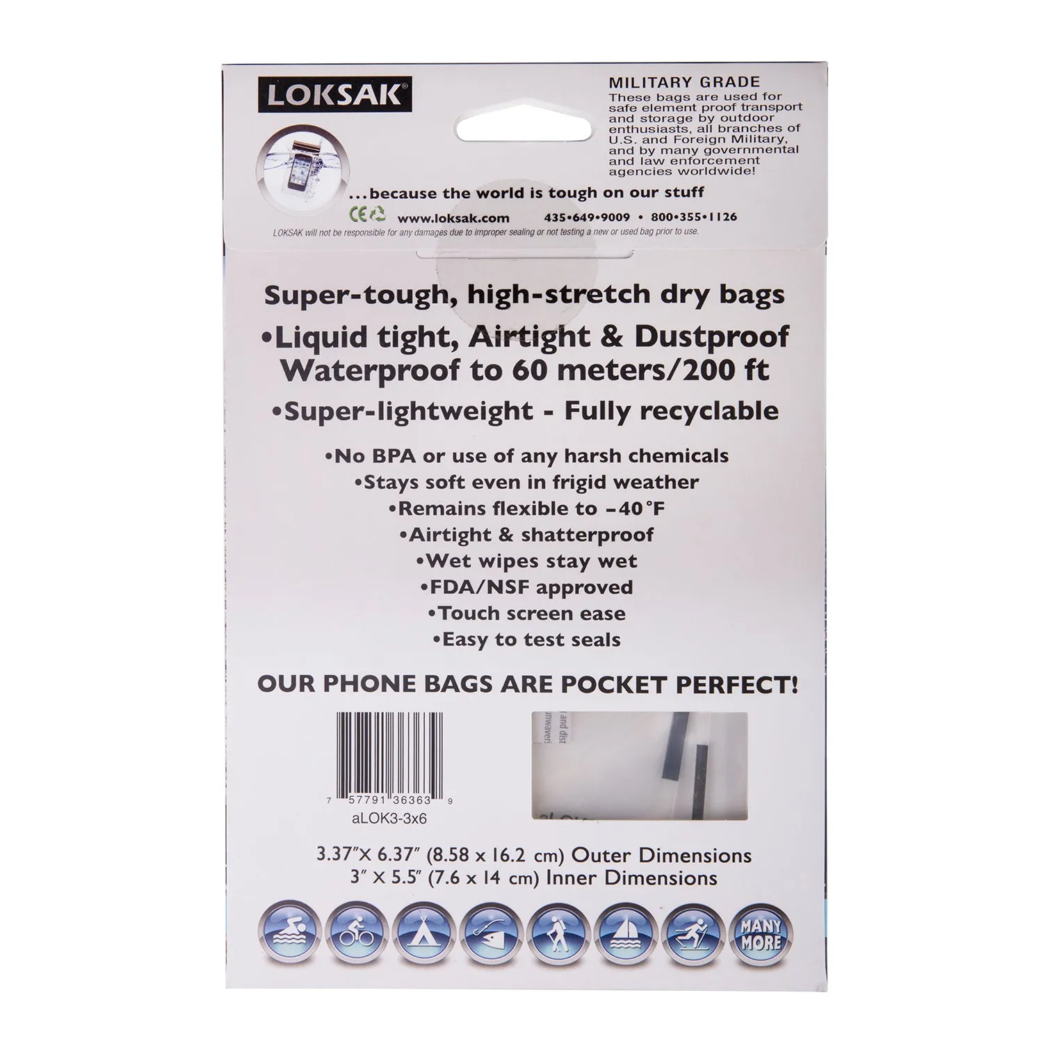 2 aLOKSAK Airtight Waterproof Pouch Clear Dry Bags