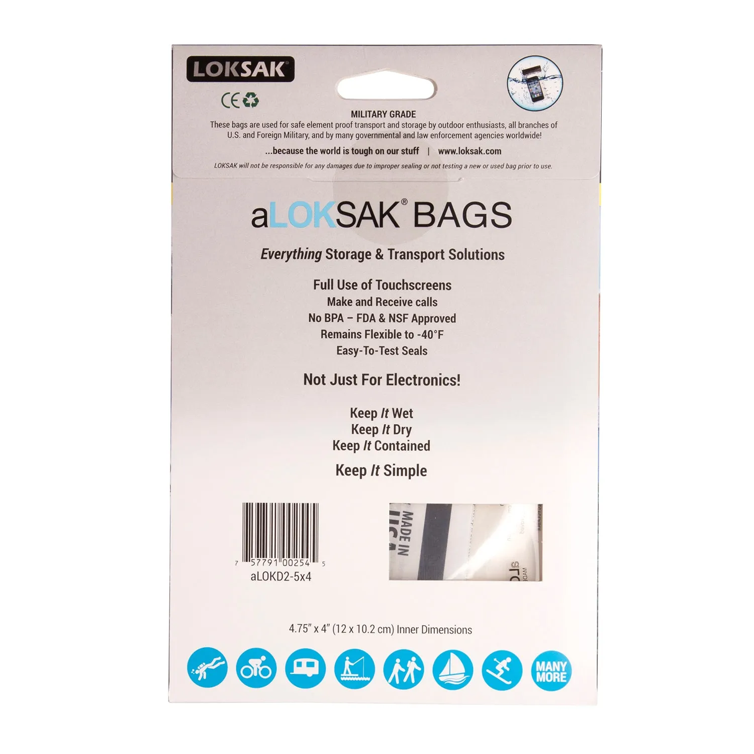 2 aLOKSAK Airtight Waterproof Pouch Clear Dry Bags