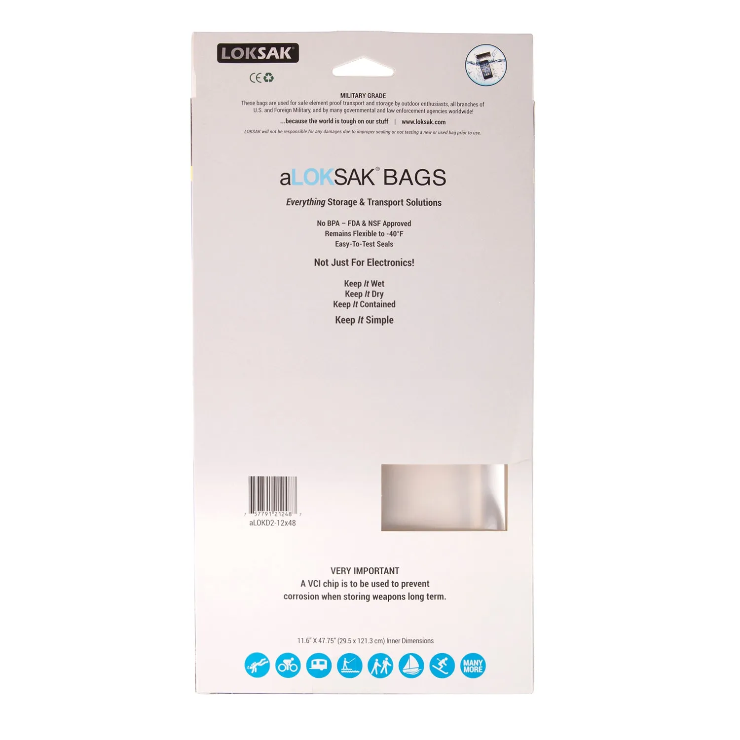 2 aLOKSAK Airtight Waterproof Pouch Clear Dry Bags