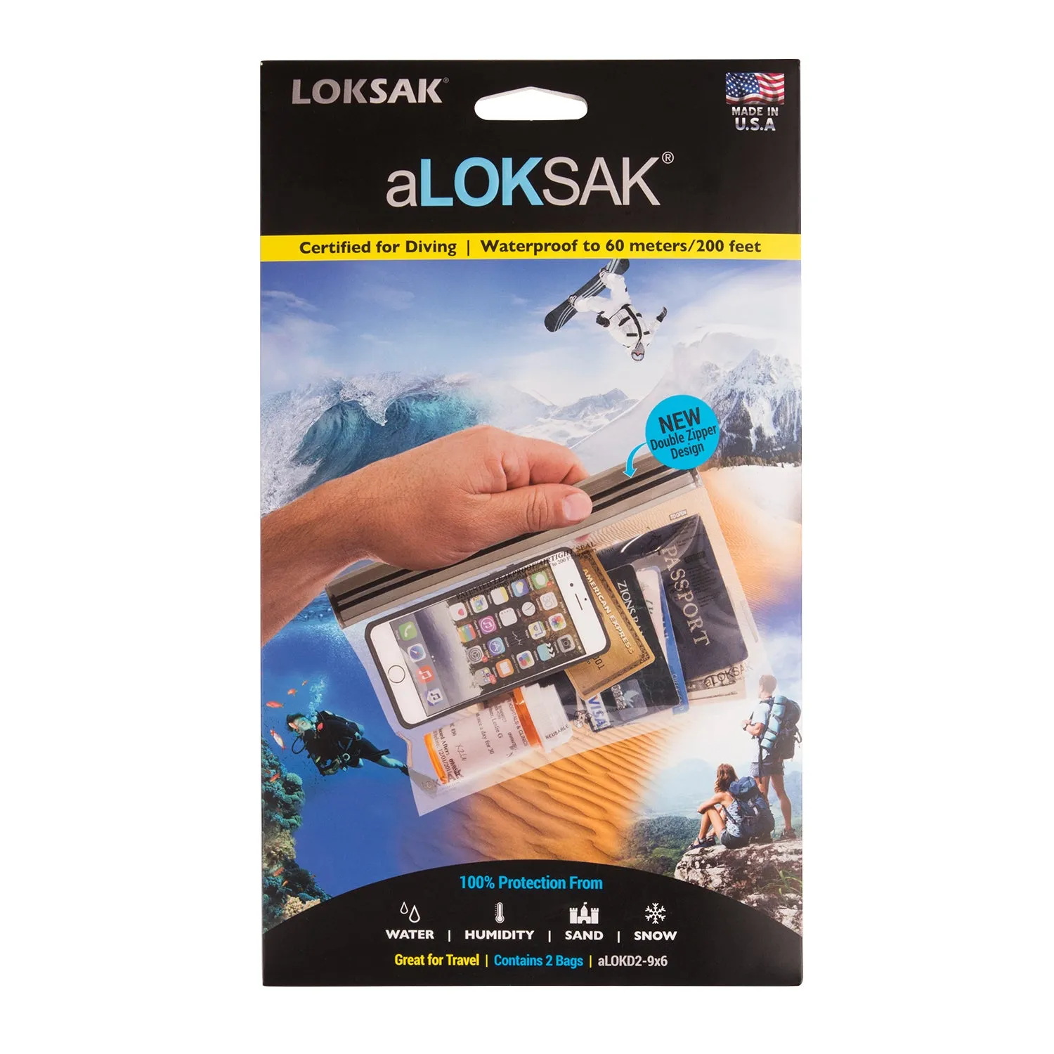 2 aLOKSAK Airtight Waterproof Pouch Clear Dry Bags