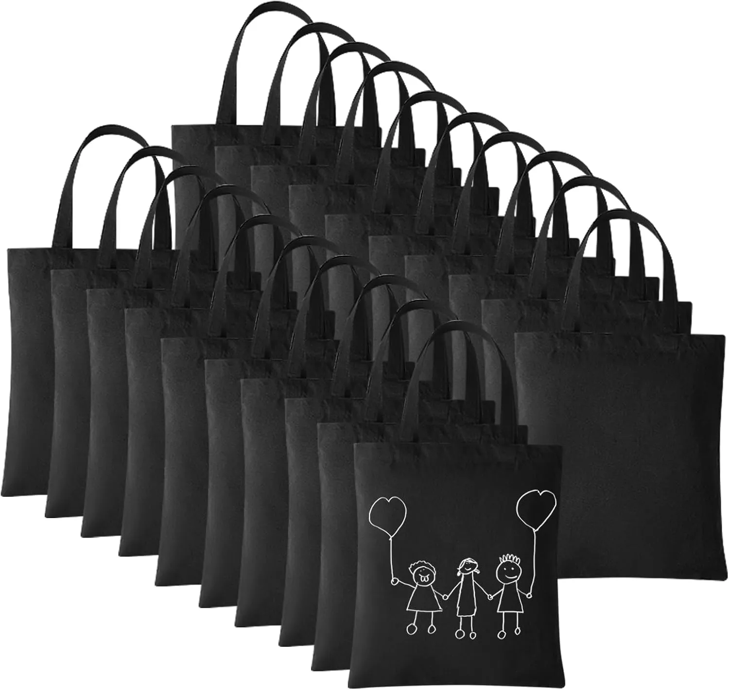 20 Pieces Canvas Tote Bags Reusable Grocery Large Blank Canvas Tote Bags for Heat Transfer Vinyl DIY Decorating and Crafting 14" x16Black