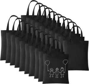 20 Pieces Canvas Tote Bags Reusable Grocery Large Blank Canvas Tote Bags for Heat Transfer Vinyl DIY Decorating and Crafting 14" x16Black