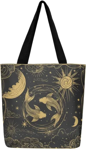 Aries Cancer Taurus Canvas Bag 12 Horoscope Astrology Canvas Tote Bag Constellation Theme Reusable Grocery