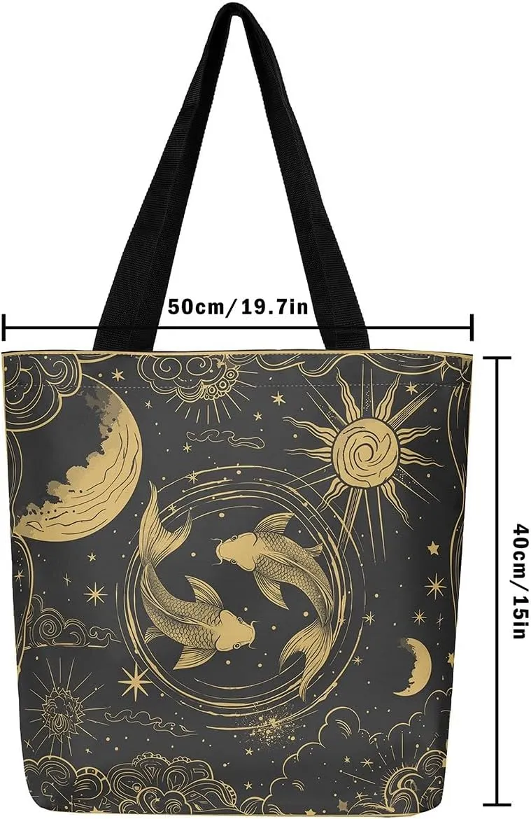 Aries Cancer Taurus Canvas Bag 12 Horoscope Astrology Canvas Tote Bag Constellation Theme Reusable Grocery