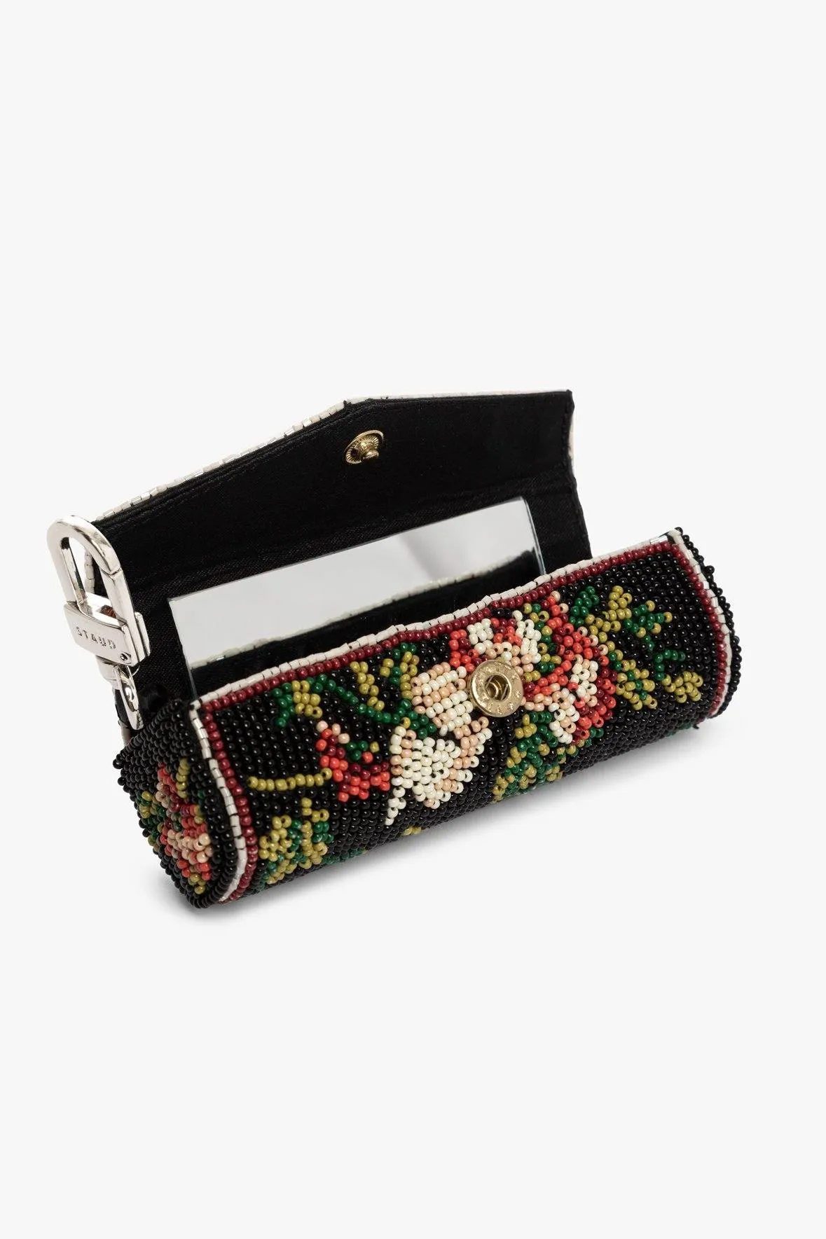 BEADED LIPSTICK CASE | BLACK FLORAL