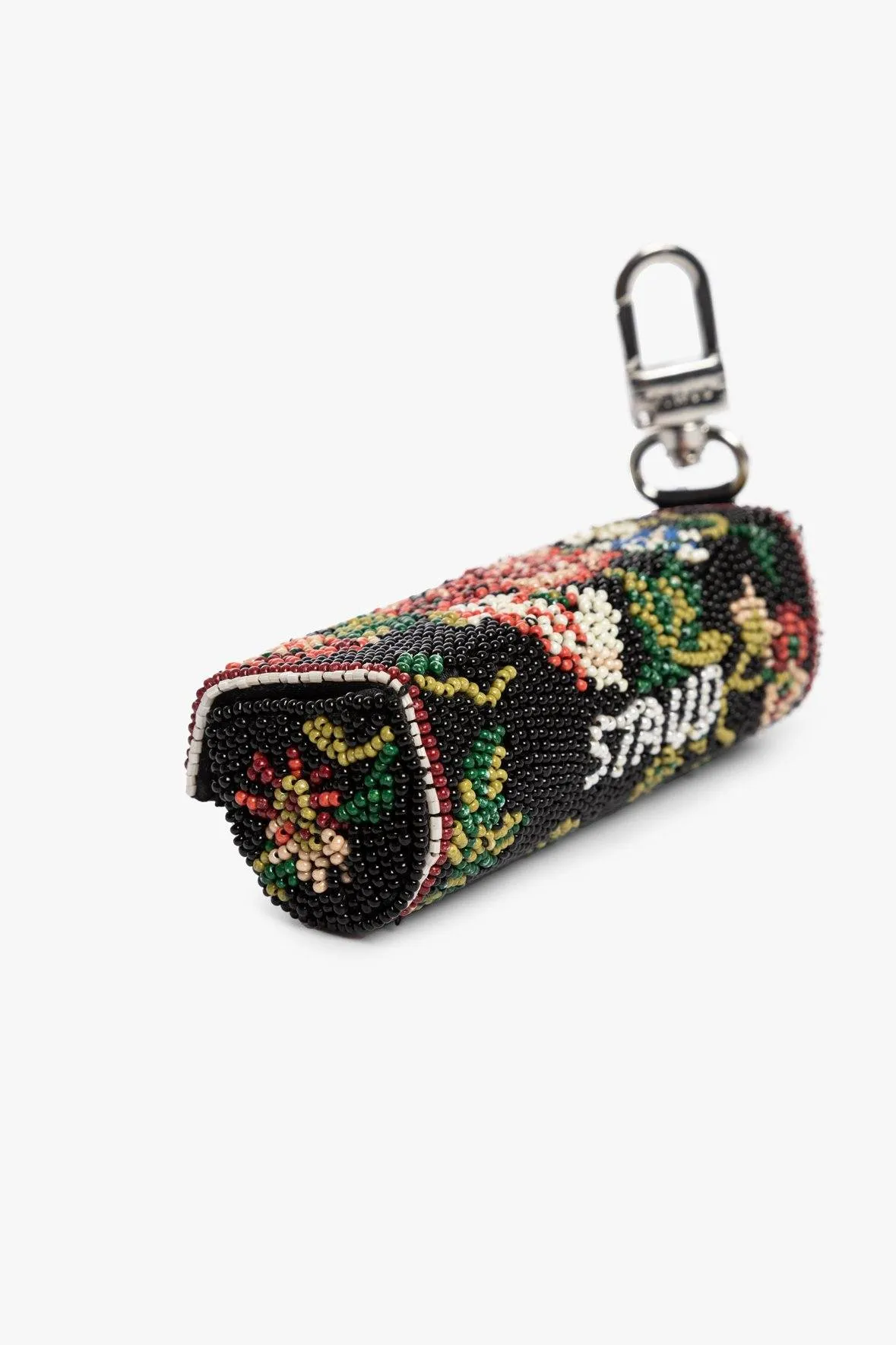 BEADED LIPSTICK CASE | BLACK FLORAL