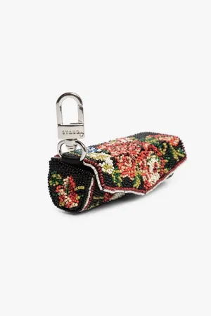 BEADED LIPSTICK CASE | BLACK FLORAL