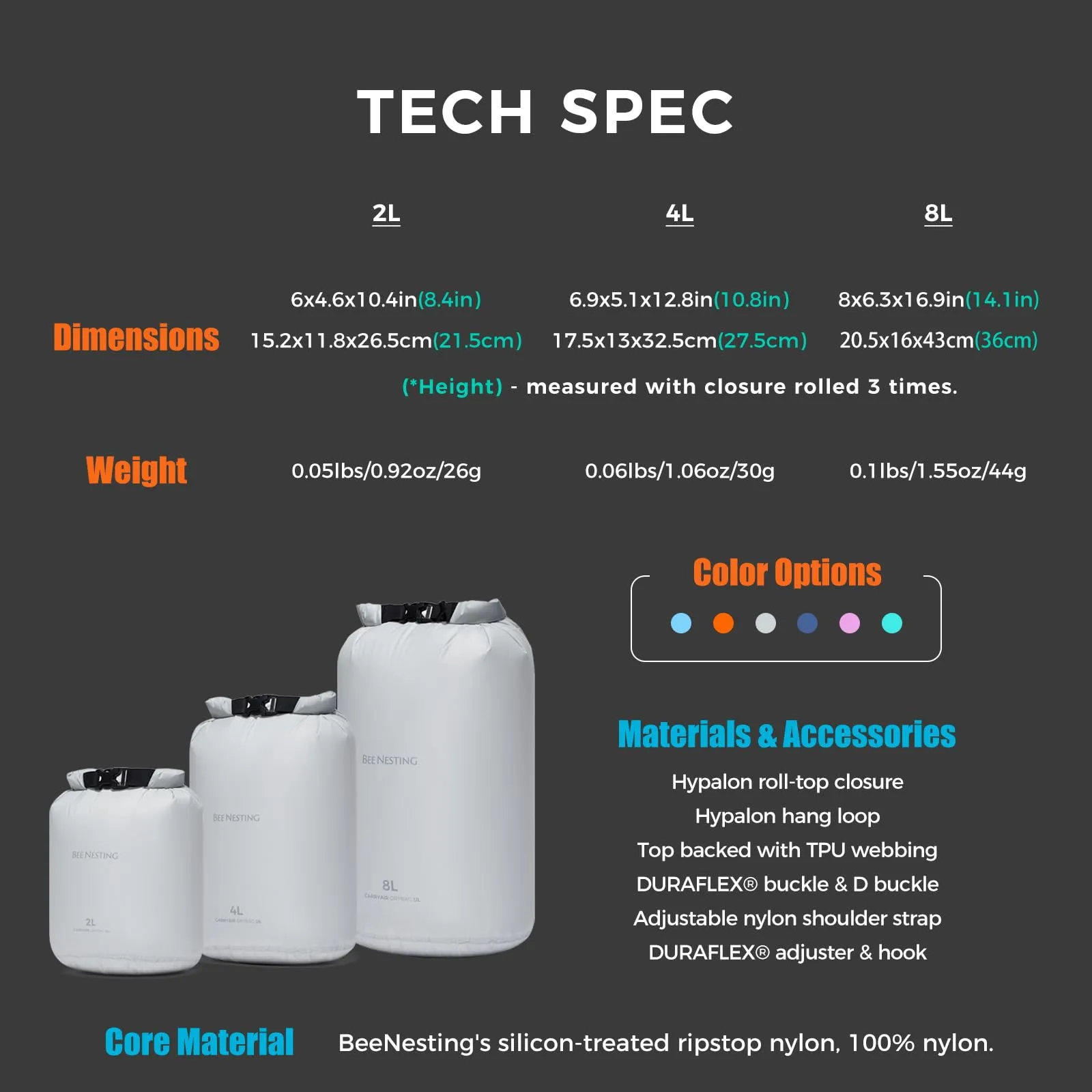 Beenesting Waterproof Dry Bag 2L/4L/8L