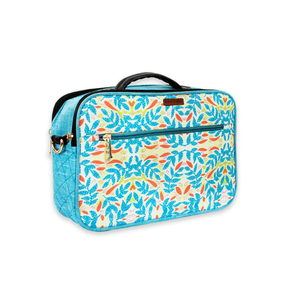 Blue Flowers Double Side Print Box Sling Bag
