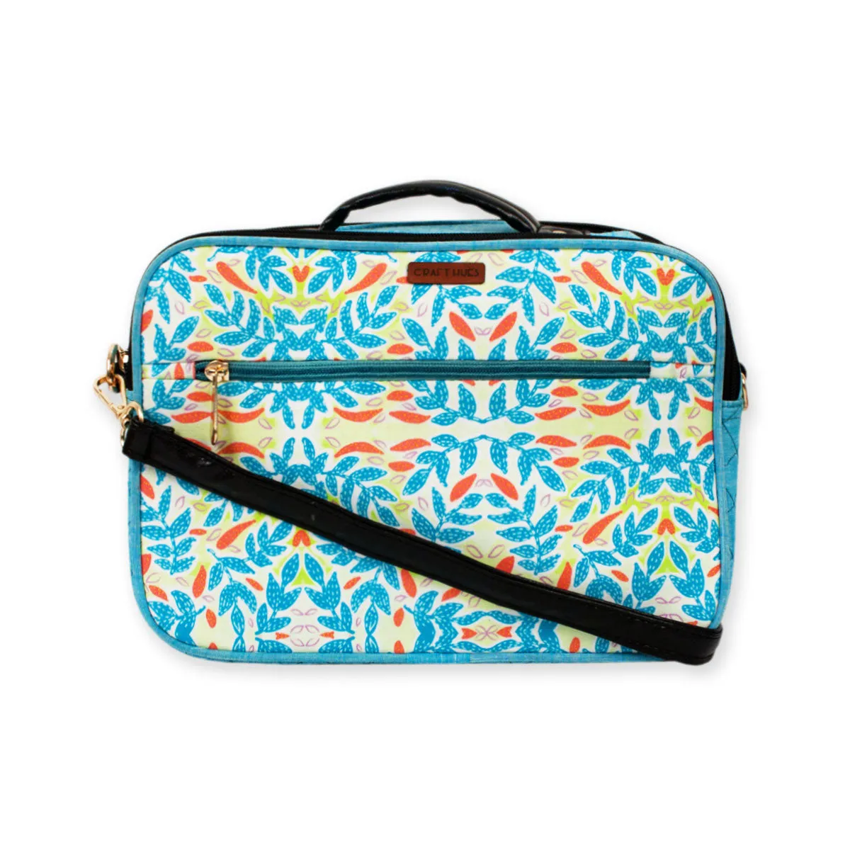Blue Flowers Double Side Print Box Sling Bag