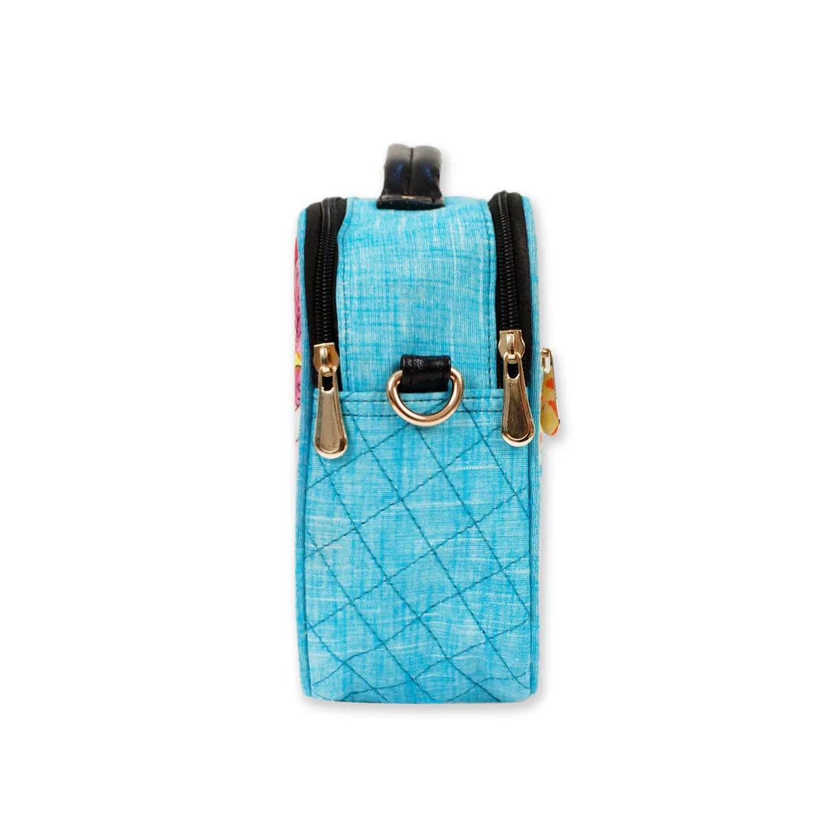 Blue Flowers Double Side Print Box Sling Bag