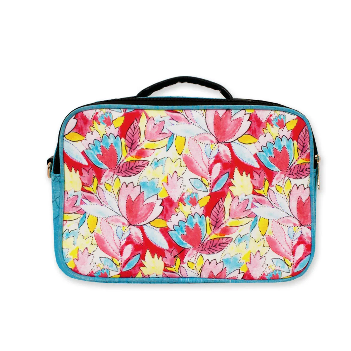 Blue Flowers Double Side Print Box Sling Bag