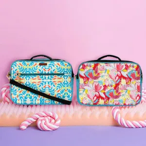 Blue Flowers Double Side Print Box Sling Bag