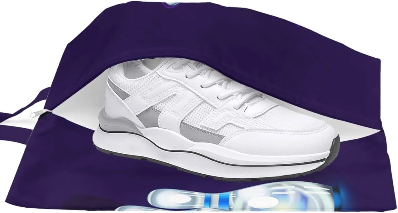 Bowling Sport Shoe Bags for Travel Gym Golf, Waterproof Shoe Bag with Zipper Closure, Blue Bowling Ball Purple Ombre Large Shoe Organizer Packing Bags Shoe Pouch for Women Men 17.7"x9.8"