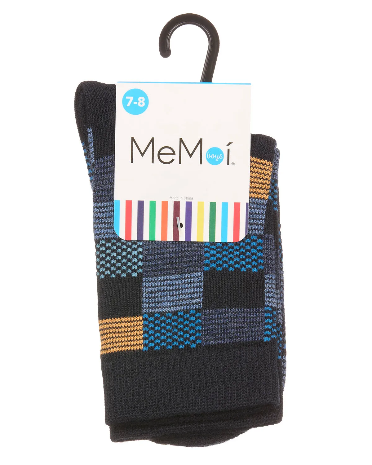 Checkerboard Boys Cotton Blend Crew Sock