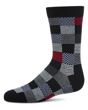 Checkerboard Boys Cotton Blend Crew Sock