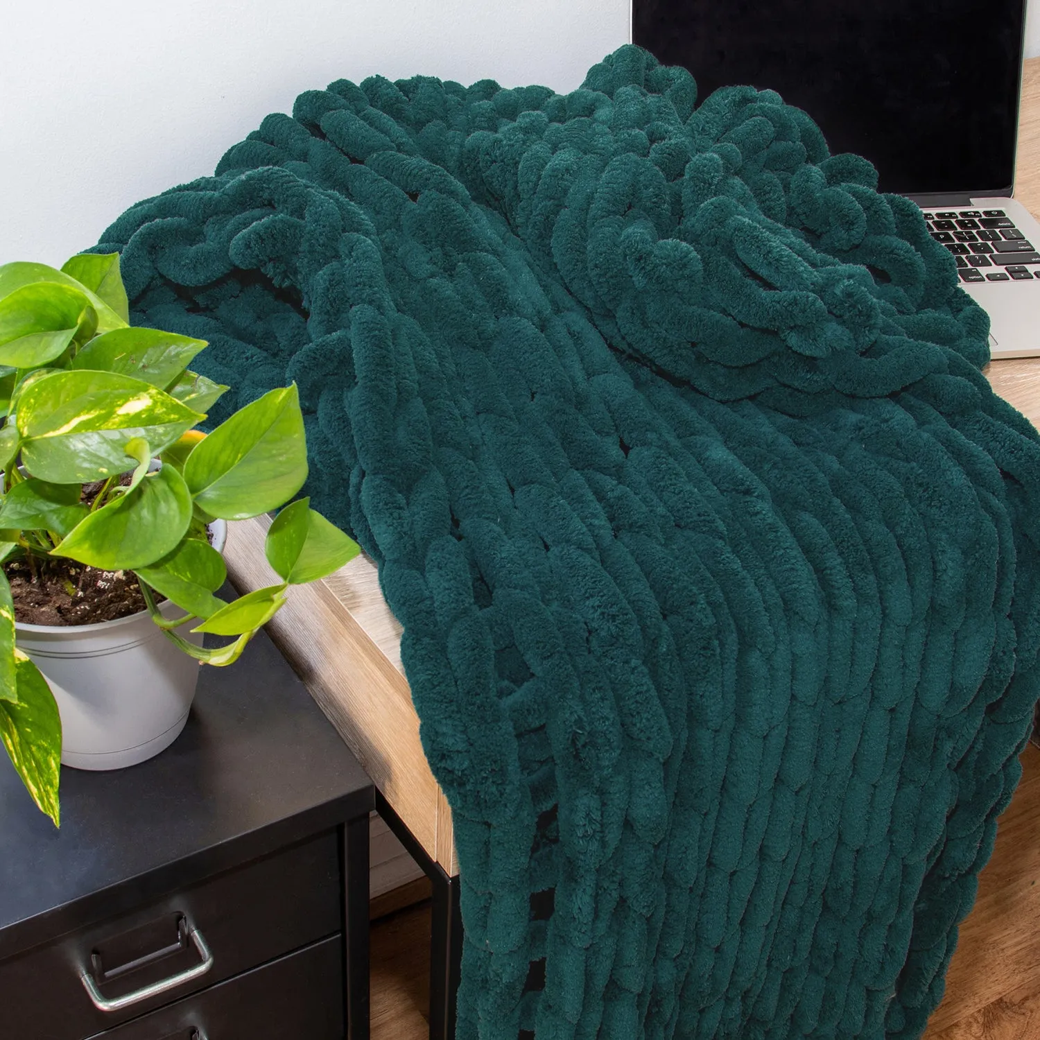 Chunky Chenille Knitted Throw