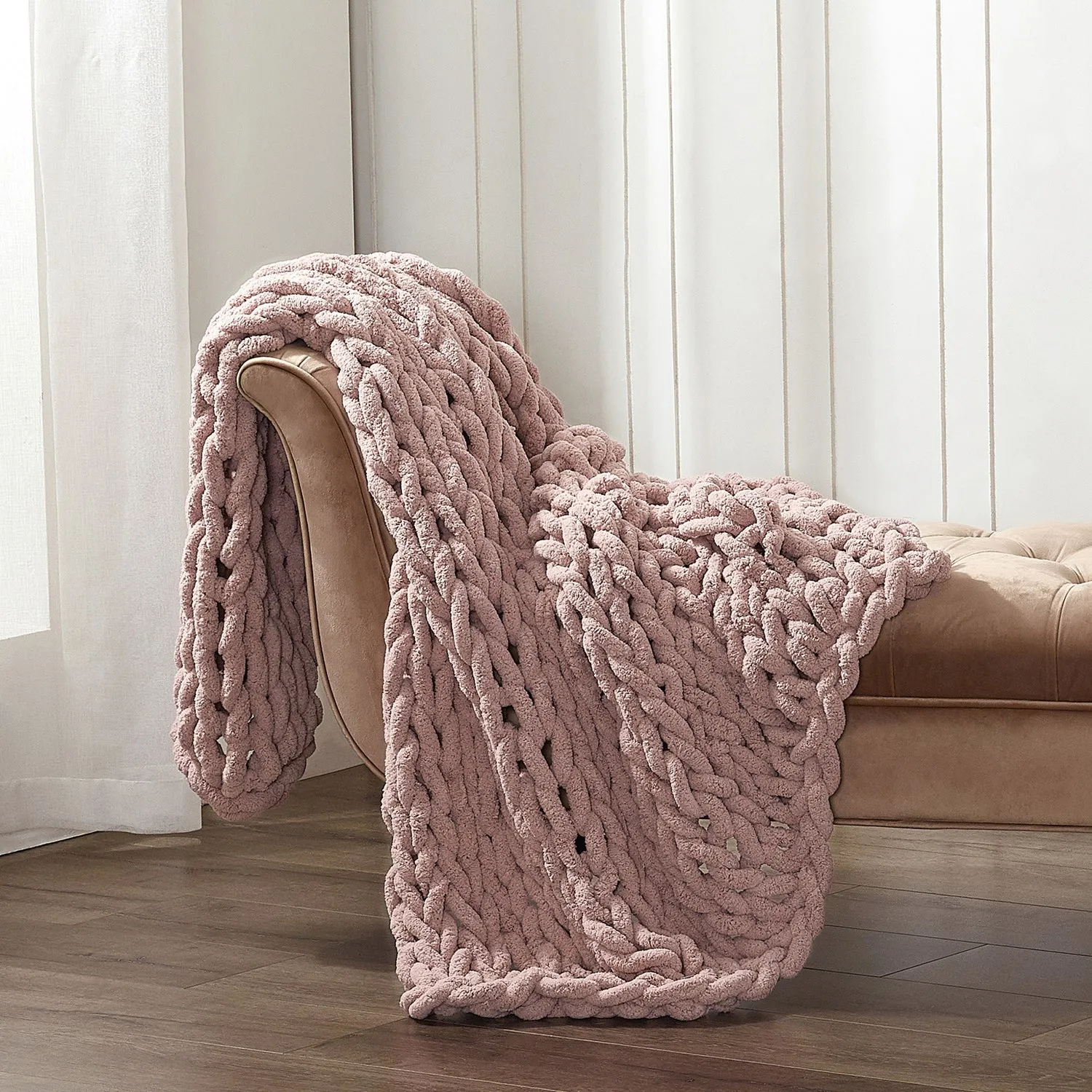 Chunky Chenille Knitted Throw