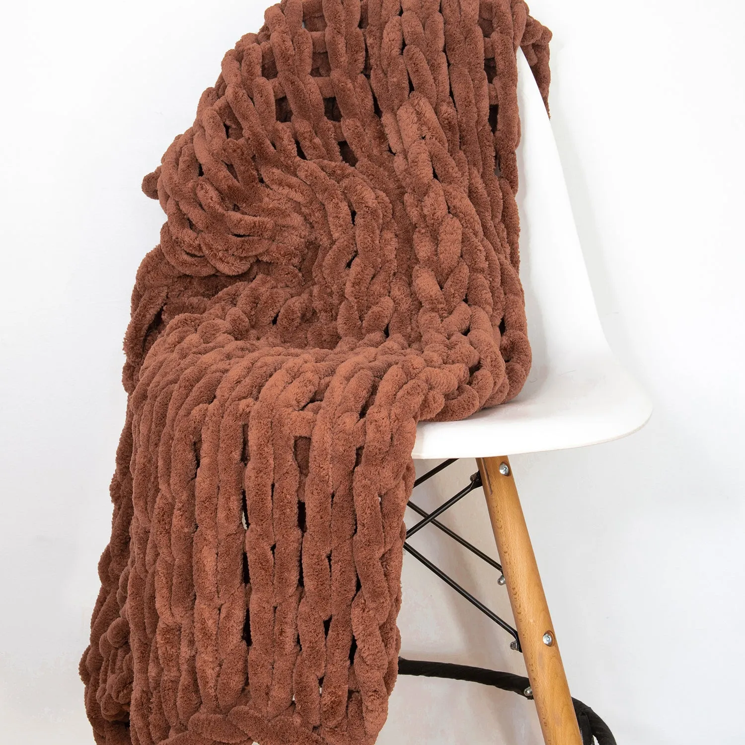 Chunky Chenille Knitted Throw
