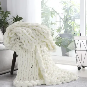 Chunky Chenille Knitted Throw