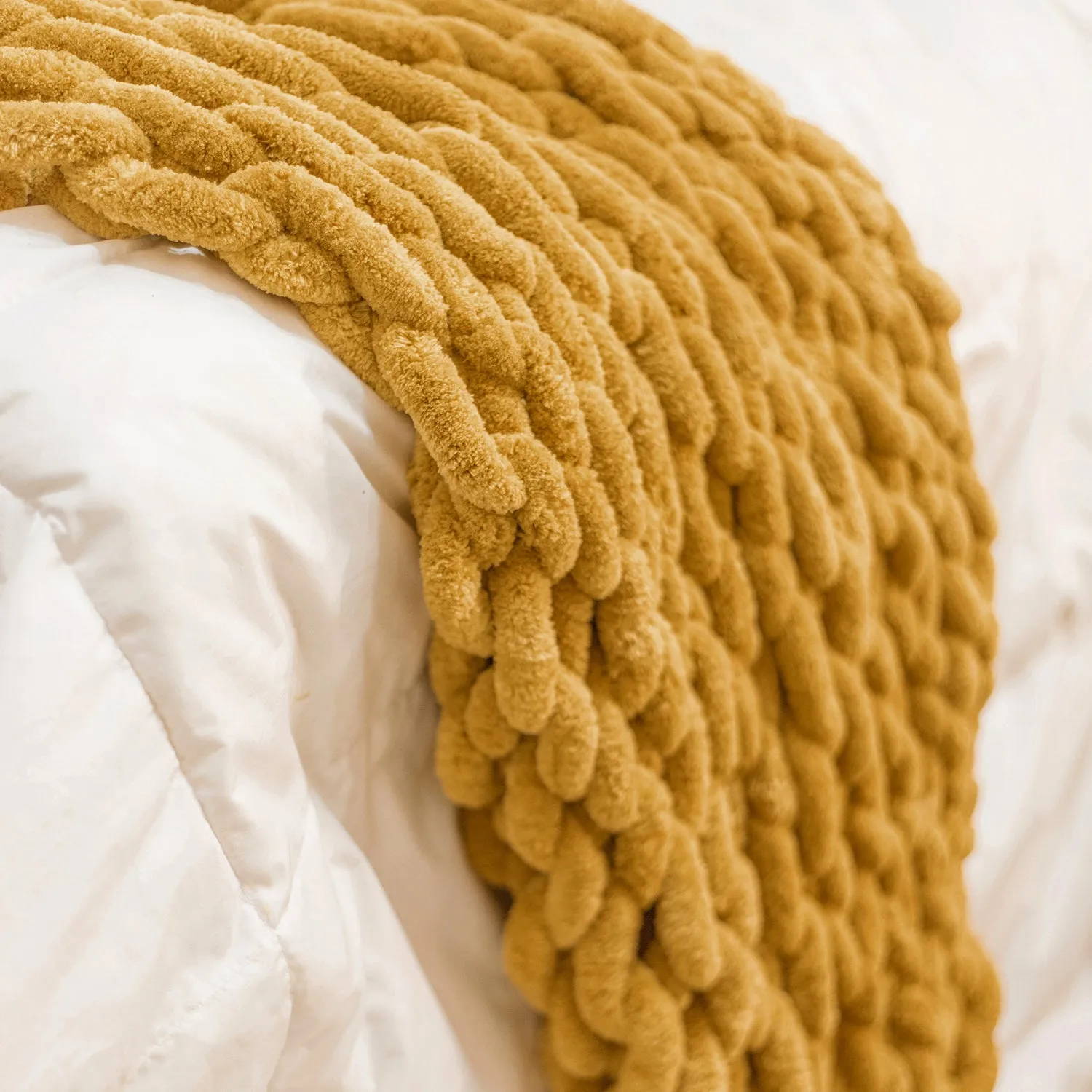 Chunky Chenille Knitted Throw