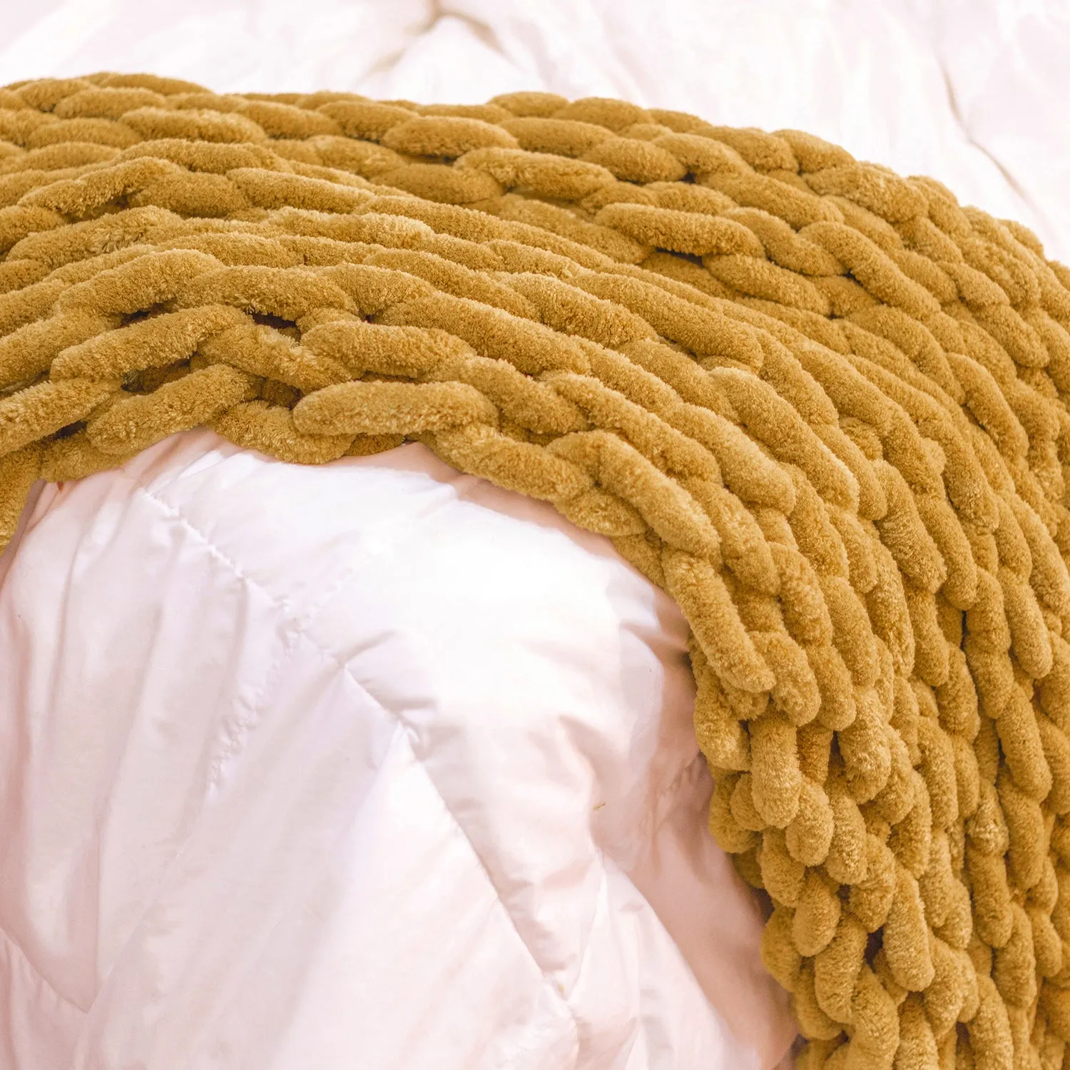Chunky Chenille Knitted Throw