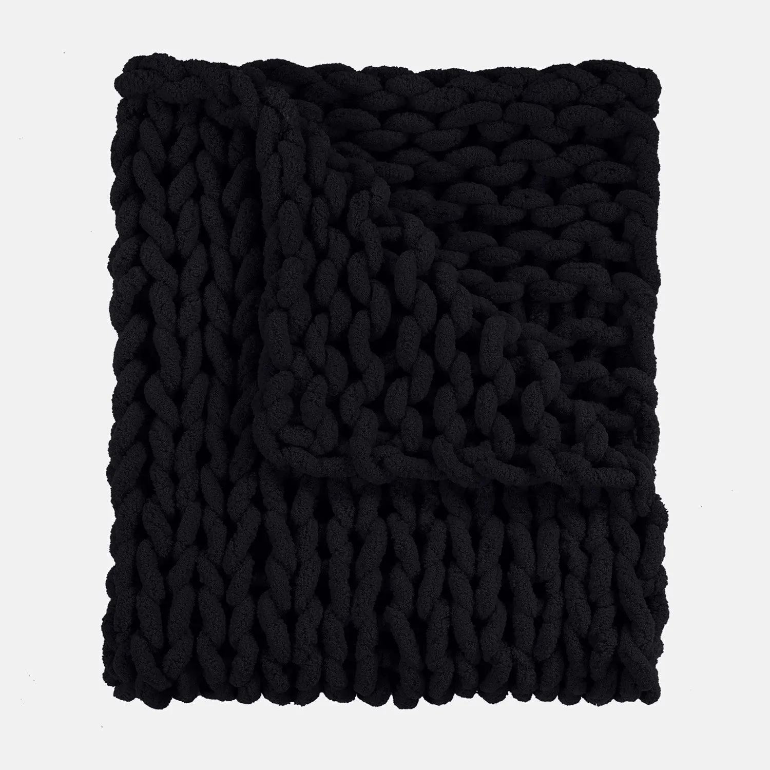 Chunky Chenille Knitted Throw