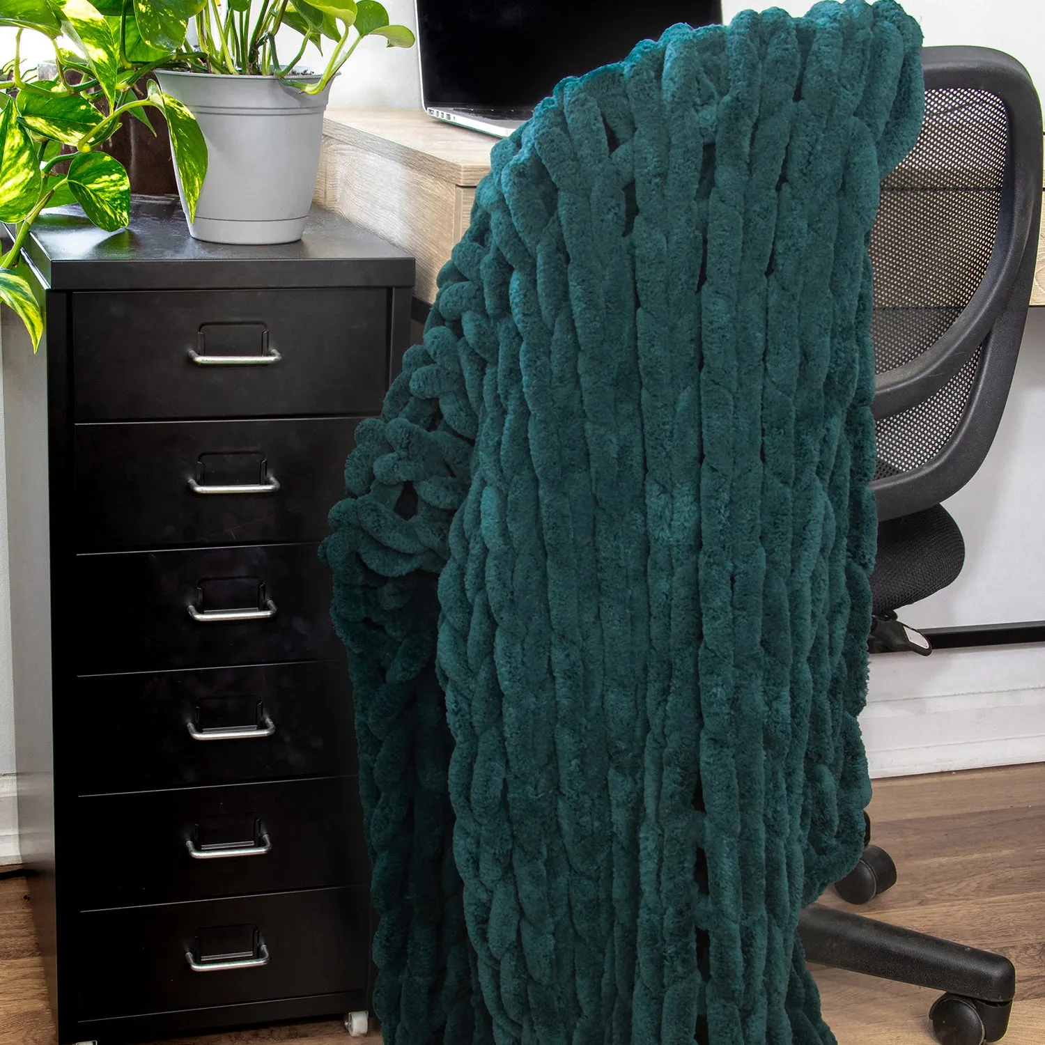 Chunky Chenille Knitted Throw
