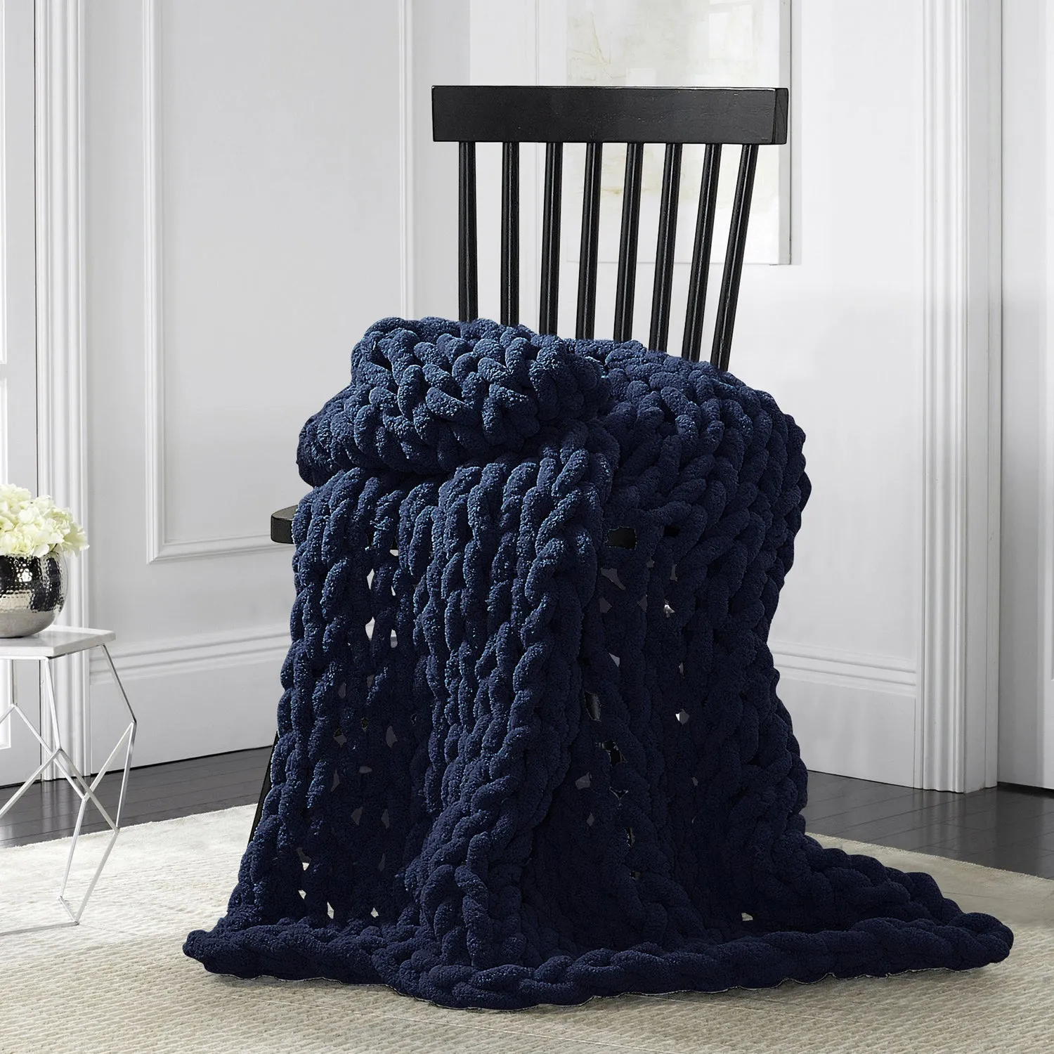 Chunky Chenille Knitted Throw