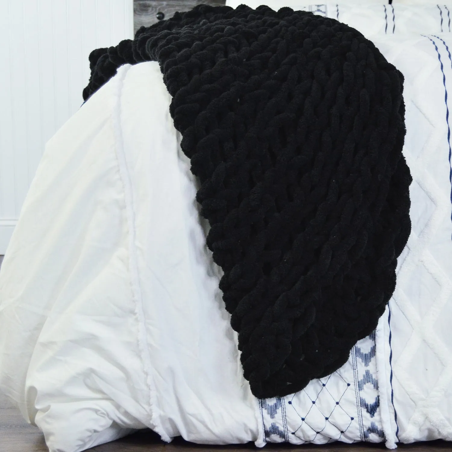 Chunky Chenille Knitted Throw