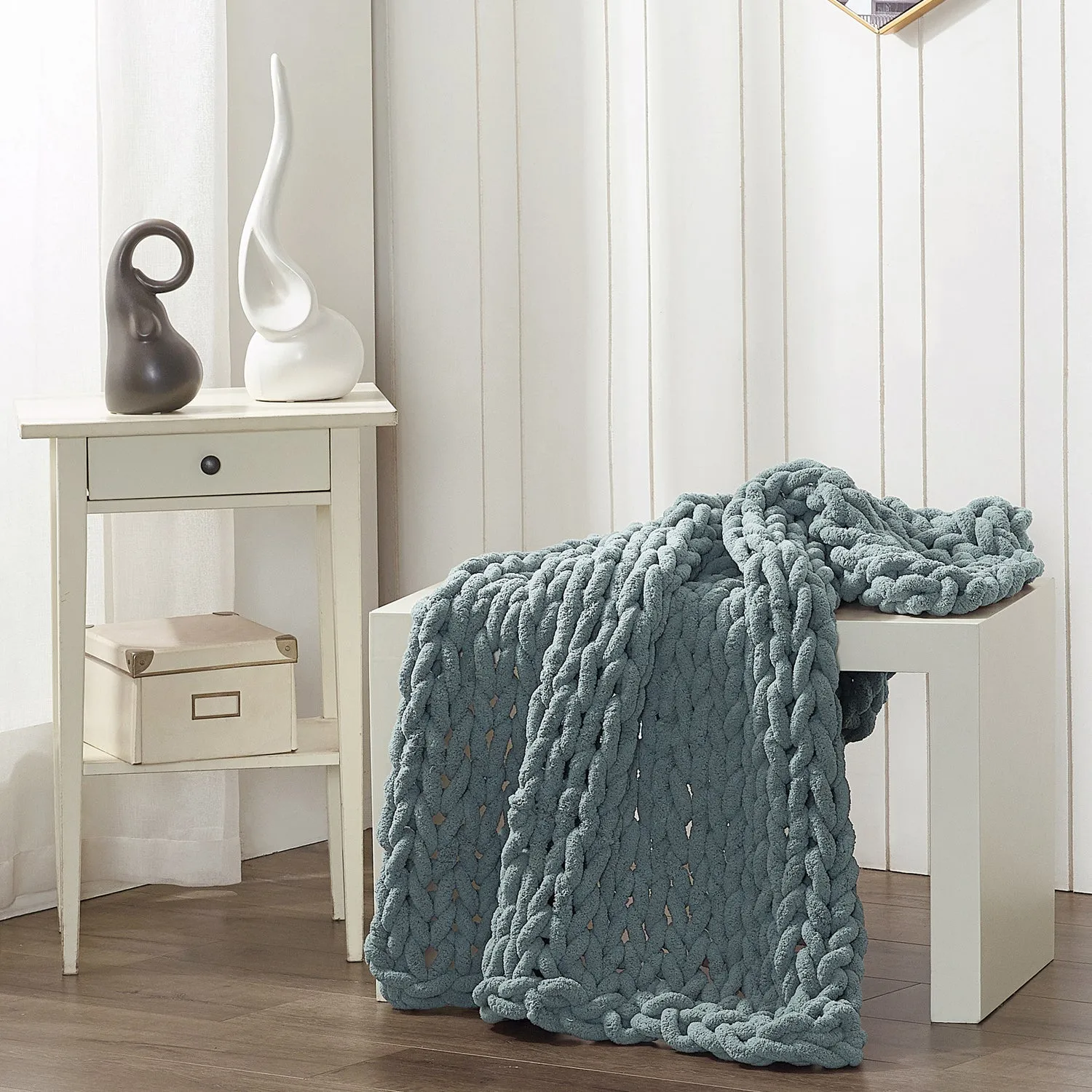 Chunky Chenille Knitted Throw