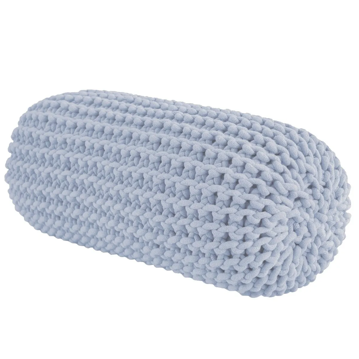 Chunky knitted bolster footrest |  BABY BLUE