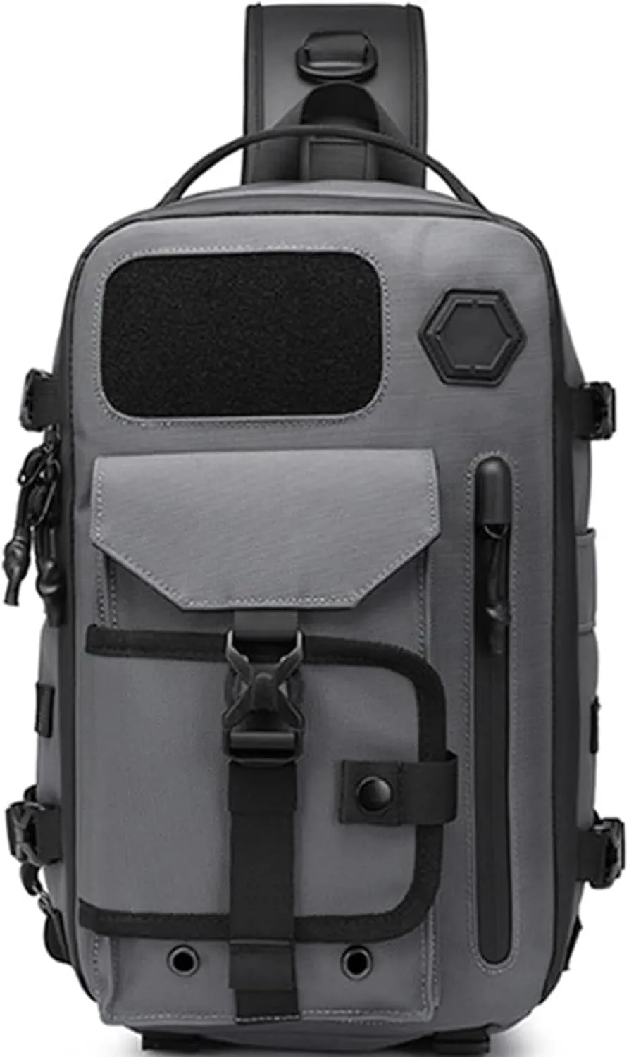 Cosmos Explorer Sling Bag, Anti Theft Tactical Sling Backpack, Waterproof Crossbody Shoulder, Equipped With Belt Buckle(Ash)