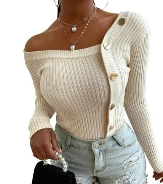 Cozy Knitted Sweater - Beige