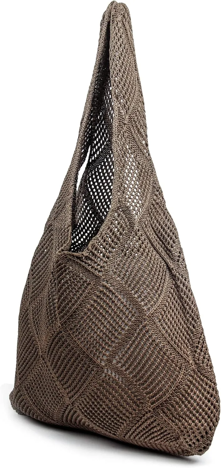 Crochet Mesh Beach Tote Shoulder Handbags Hobo Summer Aesthetic Women's Bag