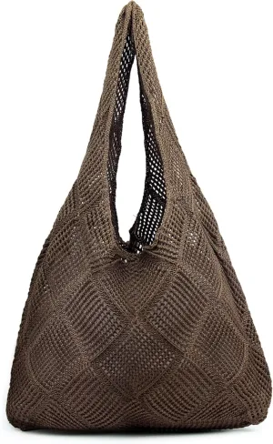Crochet Mesh Beach Tote Shoulder Handbags Hobo Summer Aesthetic Women's Bag