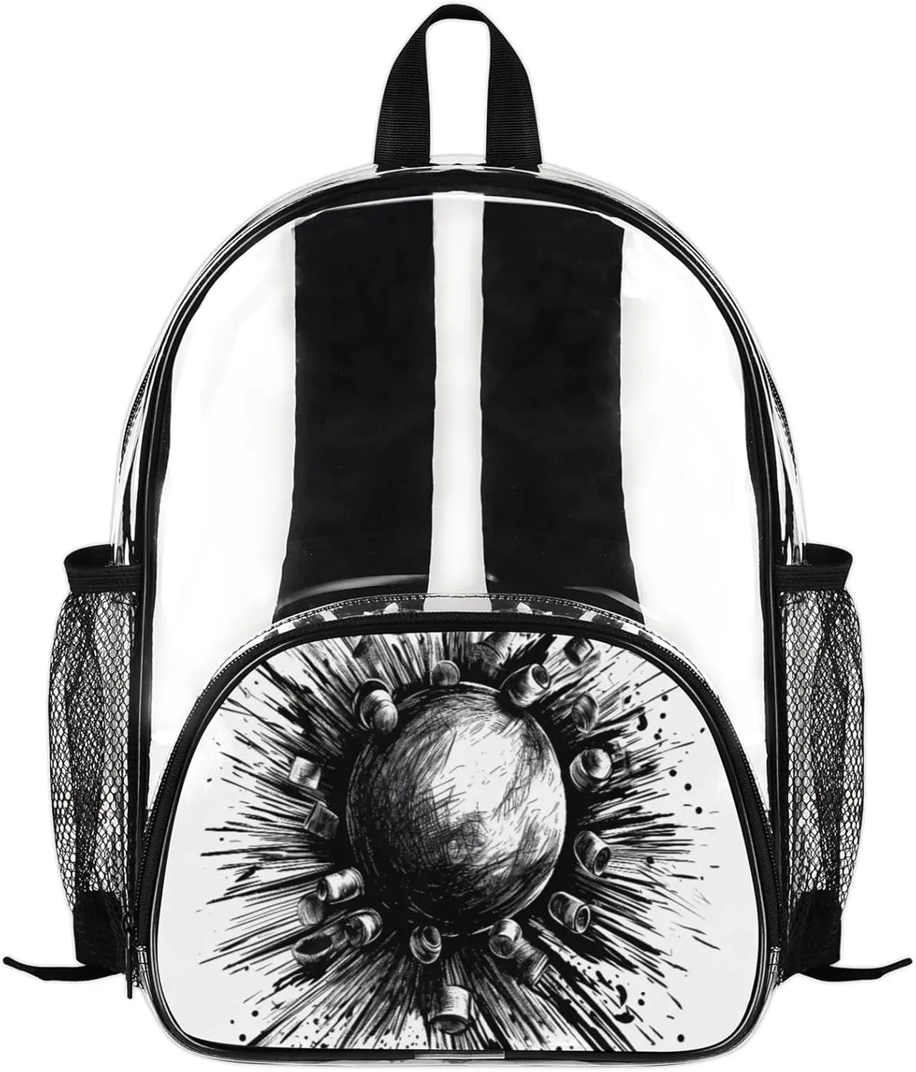 Customizable Clear Backpack for Women Men,Clear Bag for Stadium Events With Waterproof PVC Plastic Material,Bowling - M