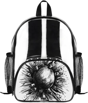 Customizable Clear Backpack for Women Men,Clear Bag for Stadium Events With Waterproof PVC Plastic Material,Bowling - M