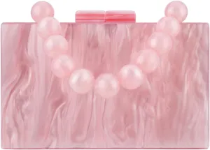 Elegant Acrylic Clutch Purse with Beaded and Pearl Details for Formal Occasions