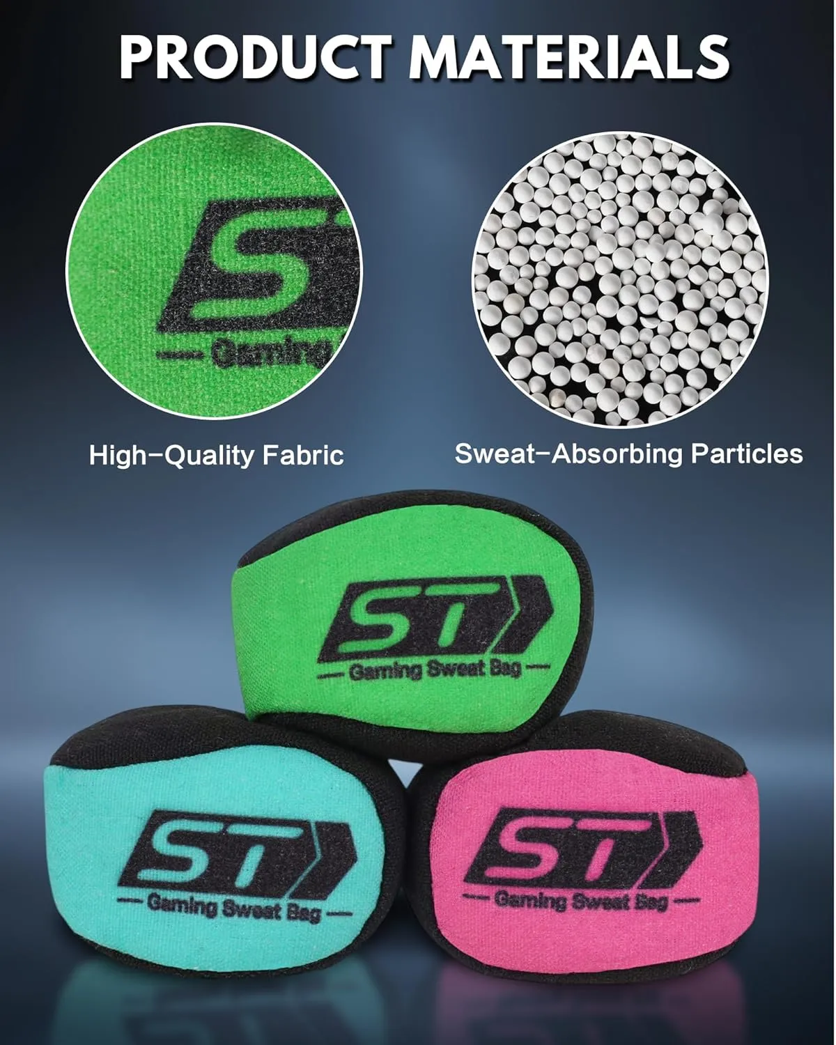 Gaming Sweat Bag  Hand Sweat Absorber for Gamers  Instant Dry, No Washing Needed  Maximize Grip & Focus(Green Ball)