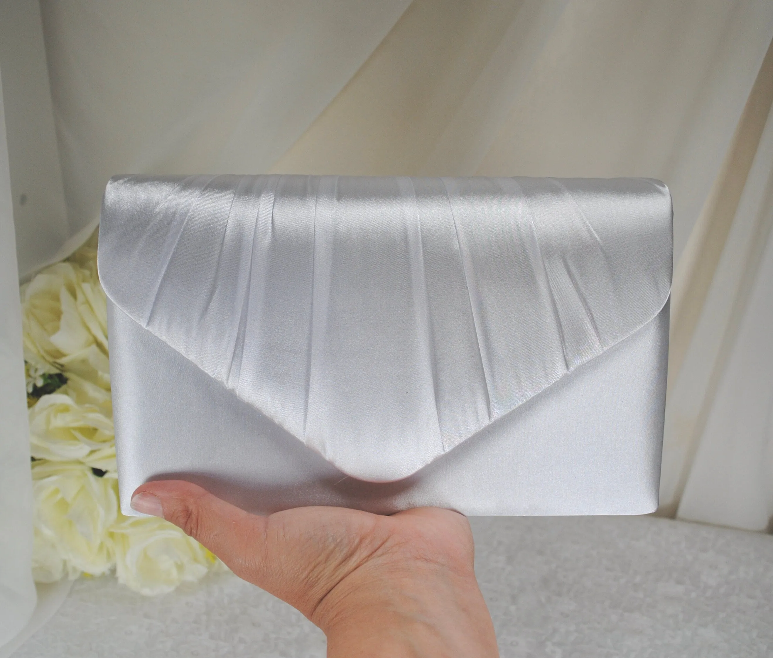 Green Satin Clutch Bag, Over 25 colours,