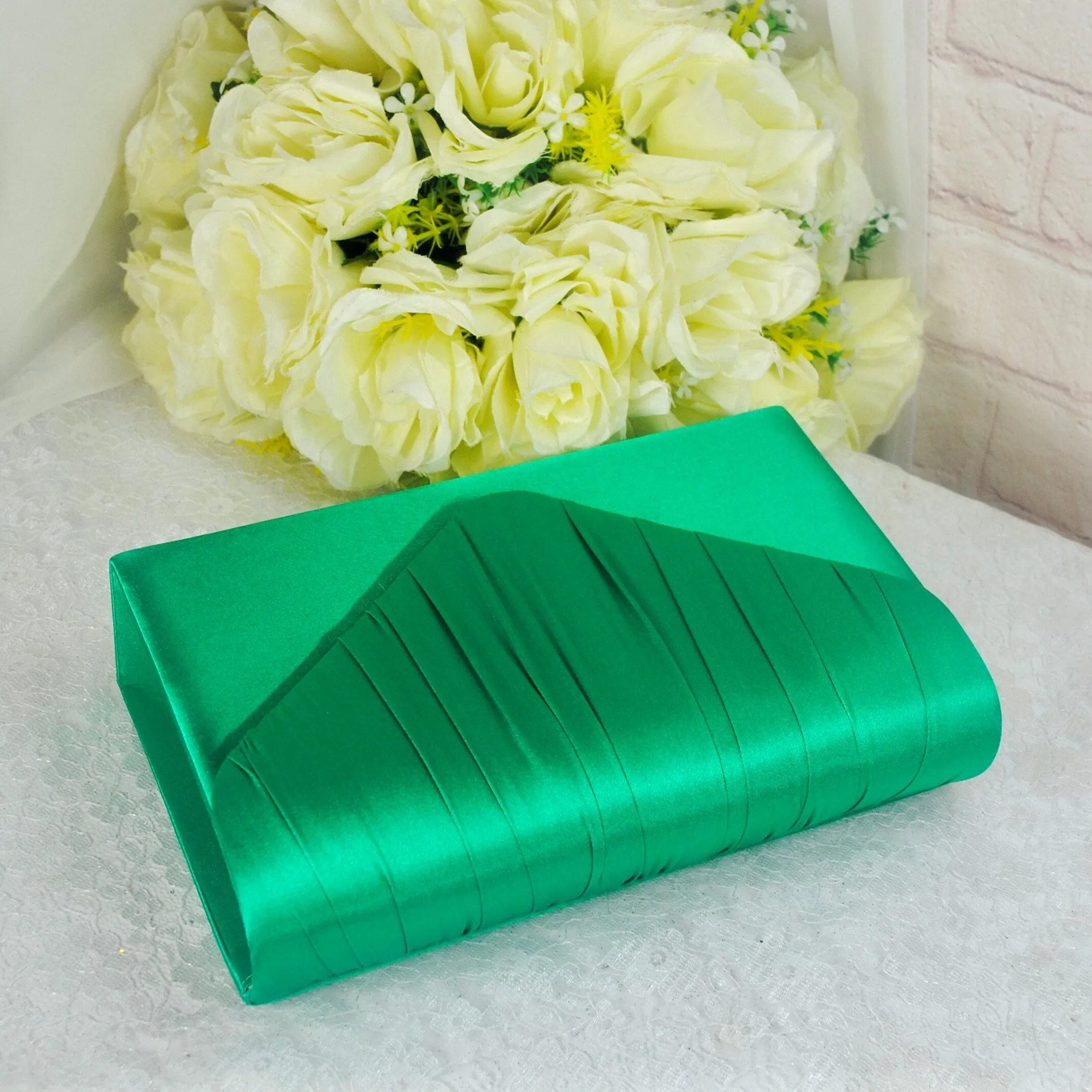 Green Satin Clutch Bag, Over 25 colours,