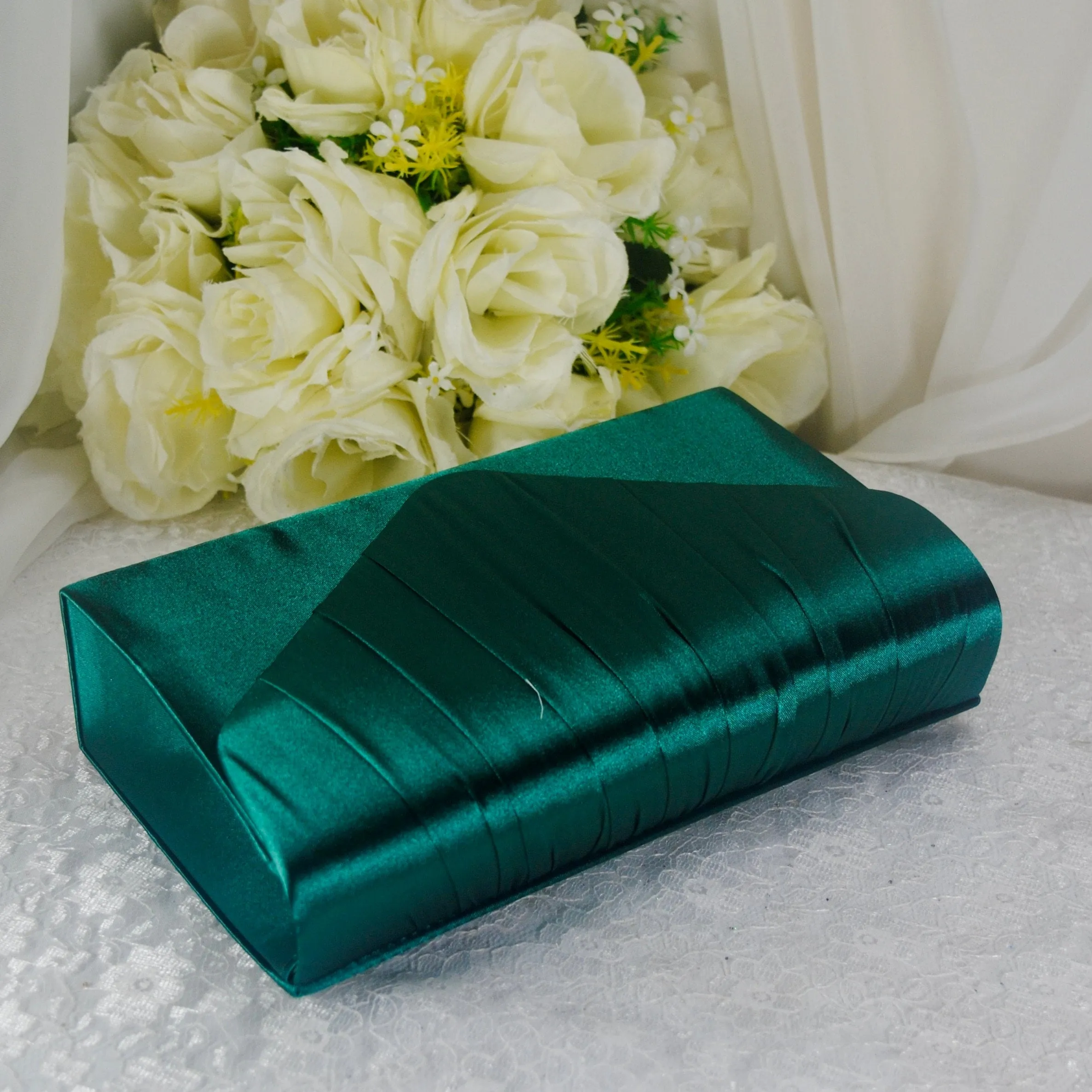 Green Satin Clutch Bag, Over 25 colours,