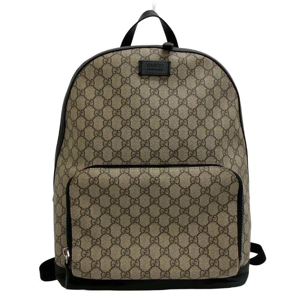 GUCCI Backpack 406370 leather beige GG Supreme Women Used