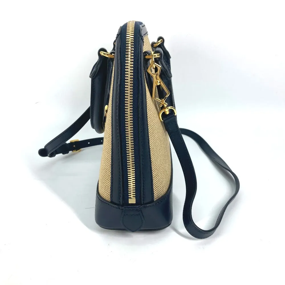 GUCCI Handbag 621220 Canvas leather beige x dark navy Horsebit 1955 Small top handle Women Used