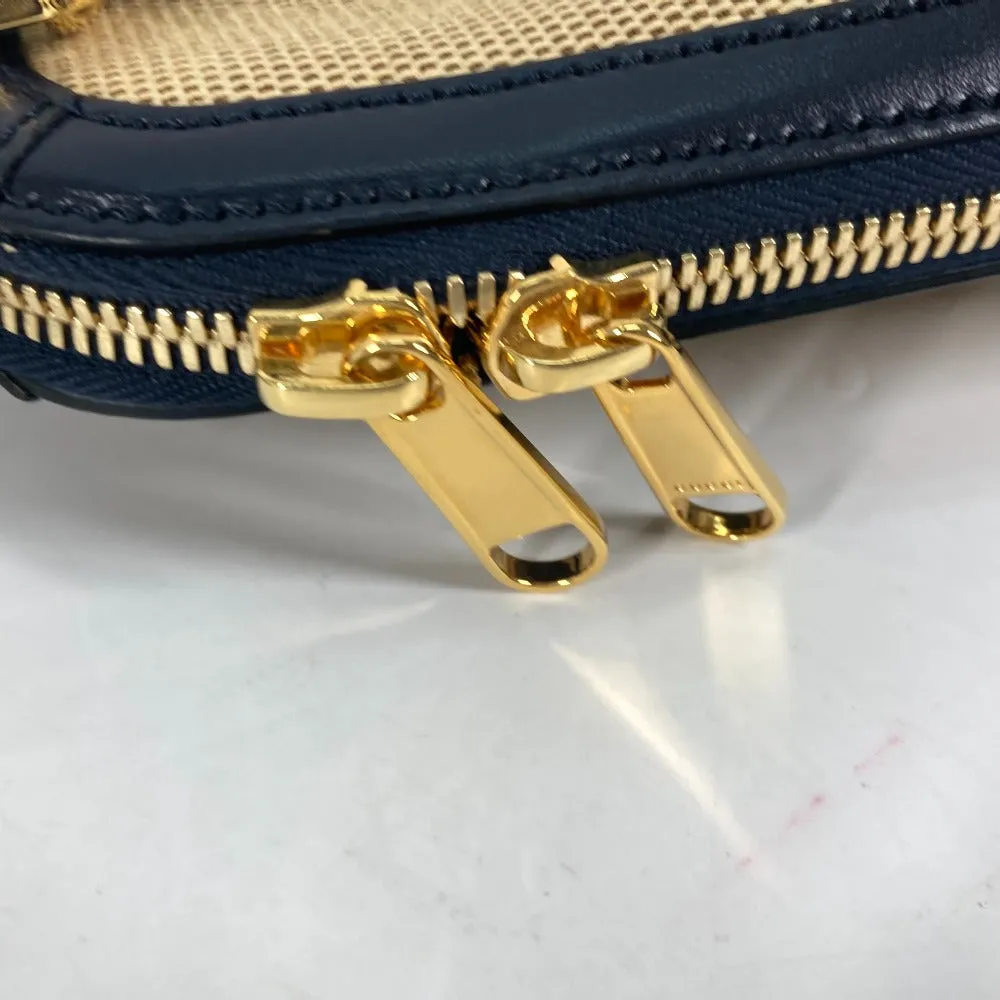 GUCCI Handbag 621220 Canvas leather beige x dark navy Horsebit 1955 Small top handle Women Used