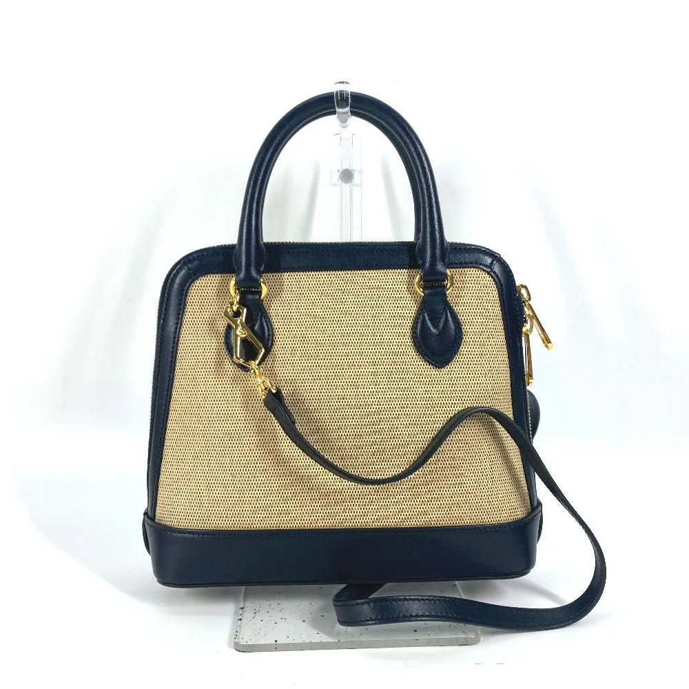 GUCCI Handbag 621220 Canvas leather beige x dark navy Horsebit 1955 Small top handle Women Used