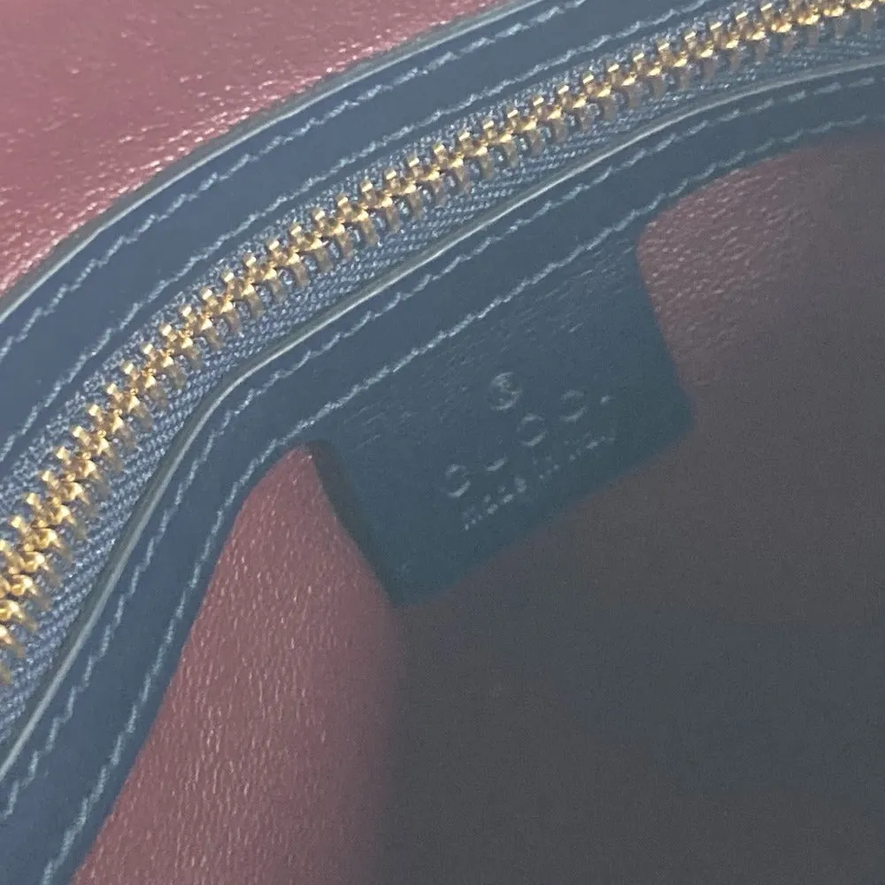 GUCCI Handbag 621220 Canvas leather beige x dark navy Horsebit 1955 Small top handle Women Used