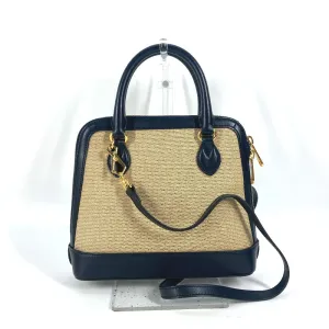 GUCCI Handbag 621220 Canvas leather beige x dark navy Horsebit 1955 Small top handle Women Used